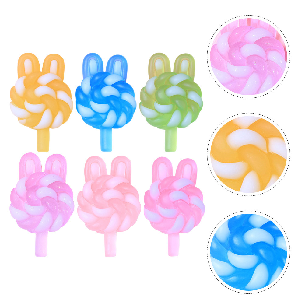 Resin Art And Craft - 24Pcs Cute Cartoon Lollipop Charms Rabbit