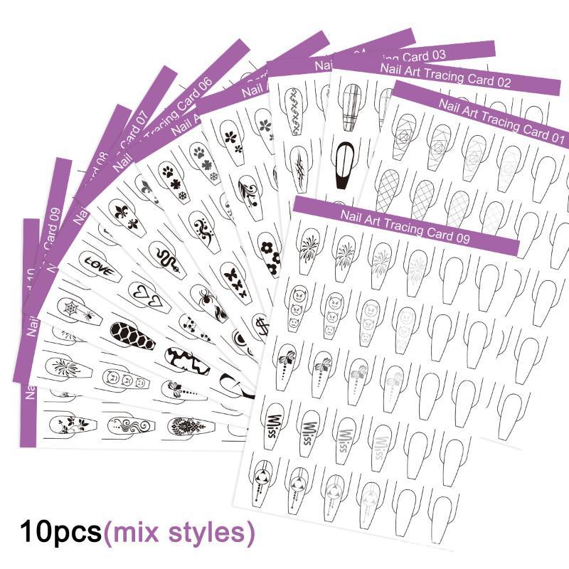 Resin Art Guide Book - 10pcs Nail Art Lines Practice Paper