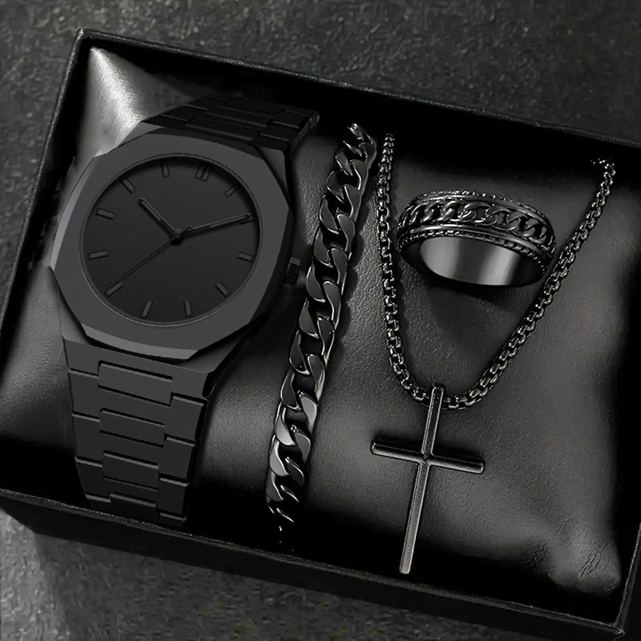 Men's 4PCS Watch Set Fashion C - Resin Art Watch review and price