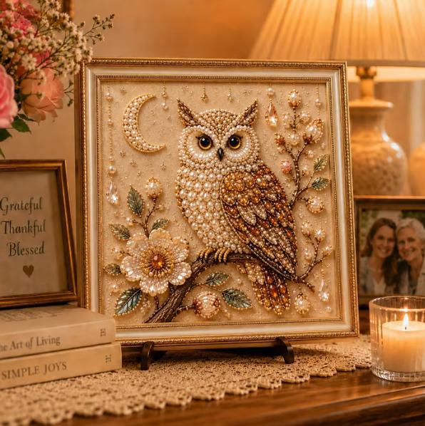 Owl Diamond Pearl Art DIY Pain - Resin Art With Flowers review and price