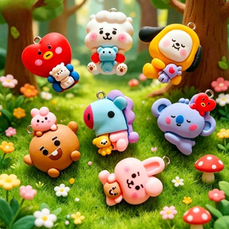 7pcs BT21 Resin Cartoon Charm  - Resin Art And Craft review and price