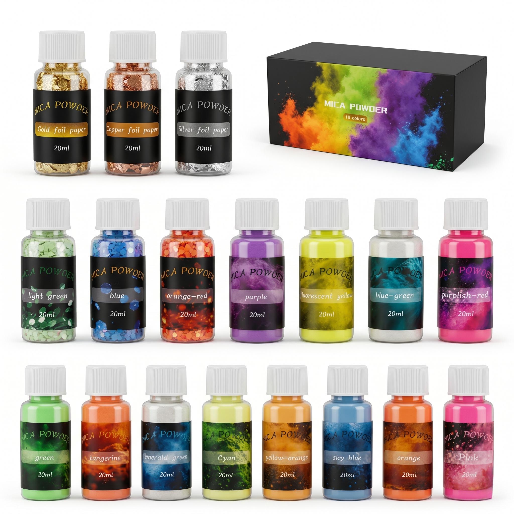 18 Colors Mica Powder Set with - Mica Flake Resin review and price